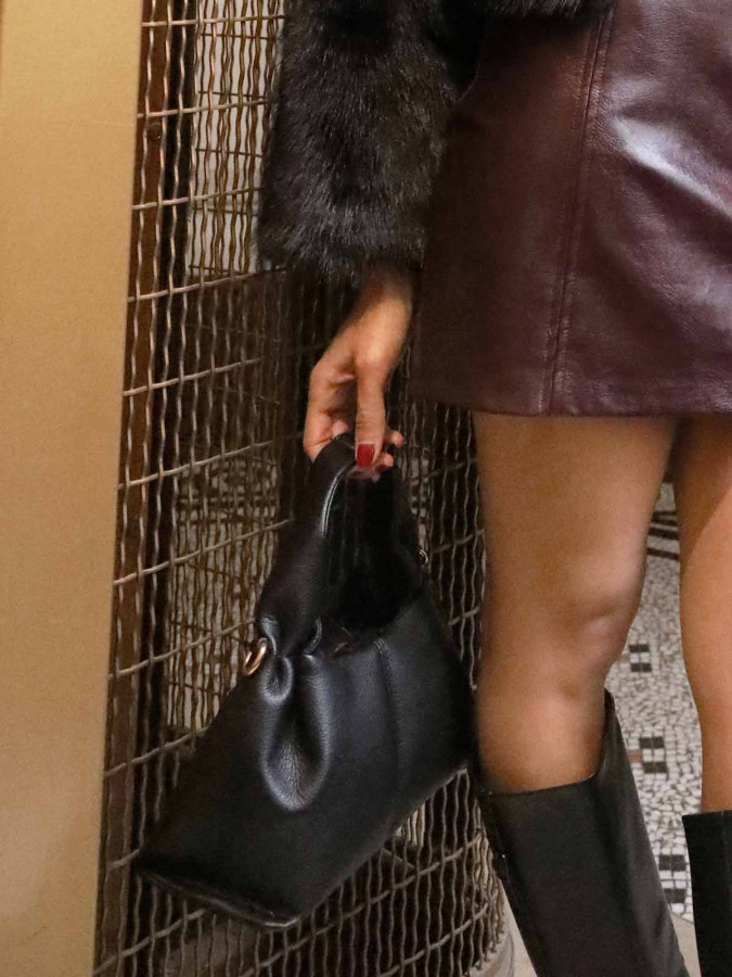 Sac à main froncé et arrondi