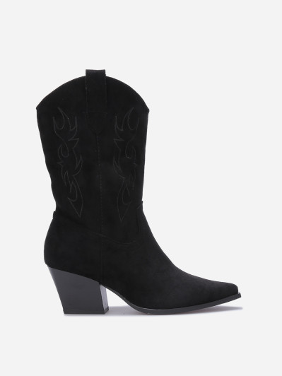 Santiags en suédine à motifs surpiqués