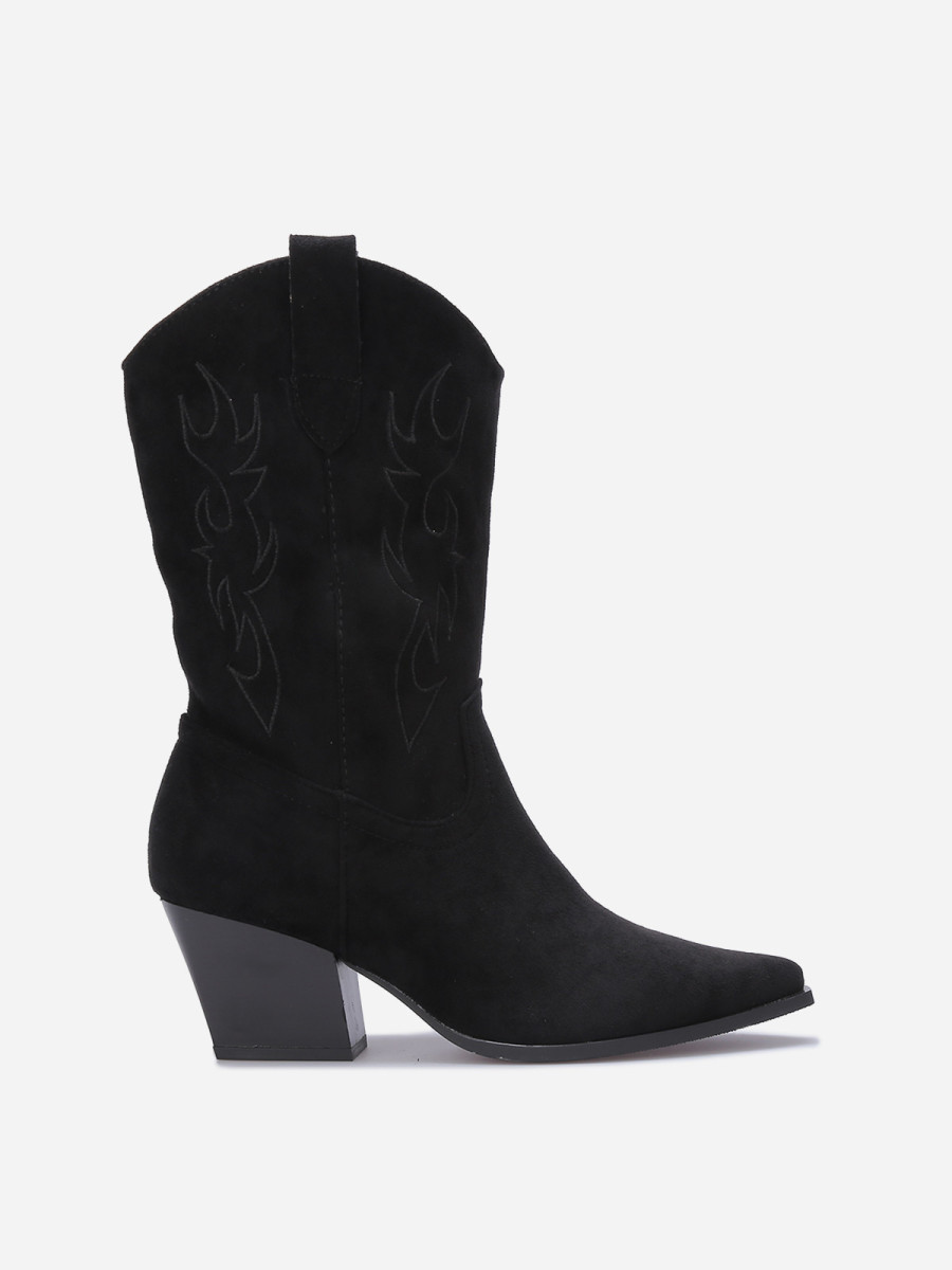 Santiags en suédine à motifs surpiqués