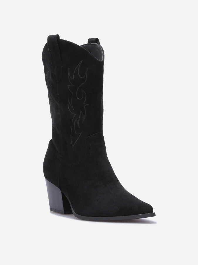 Santiags en suédine à motifs surpiqués