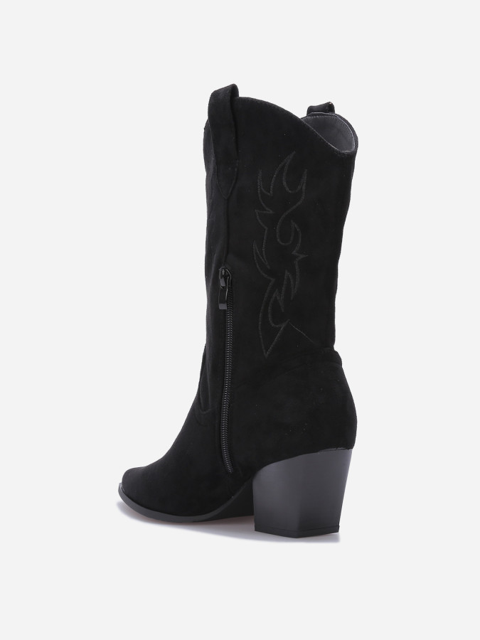 Santiags en suédine à motifs surpiqués