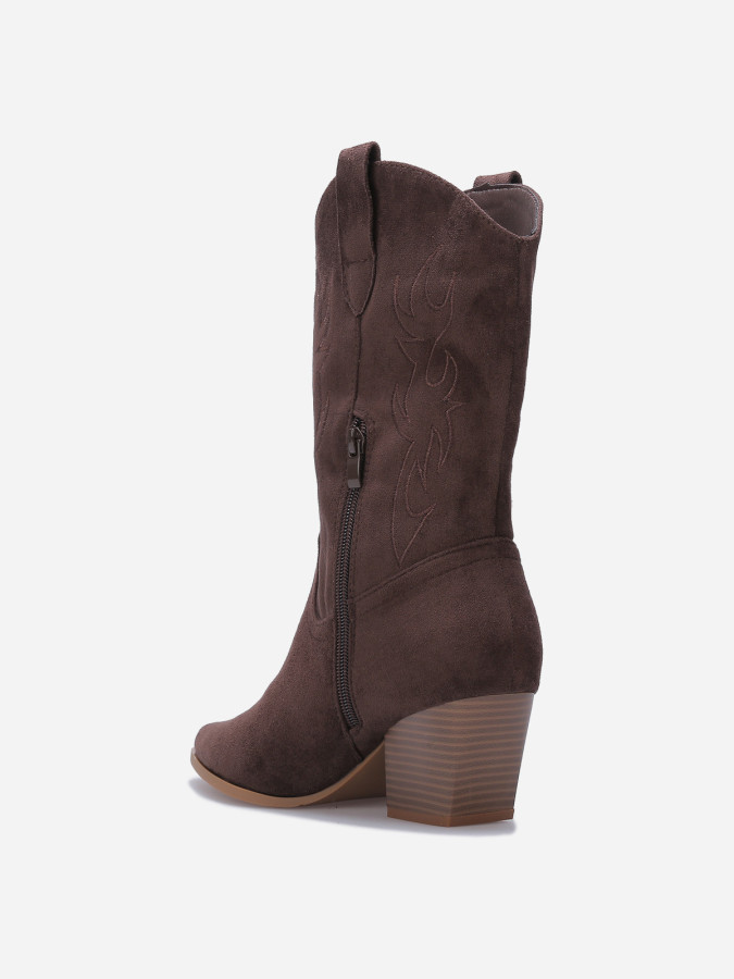 Santiags en suédine à motifs surpiqués