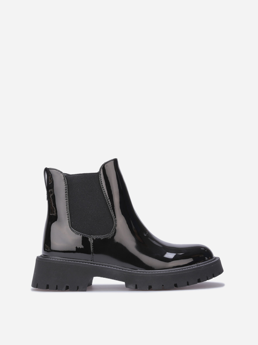 Chelsea vernies à semelle épaisse