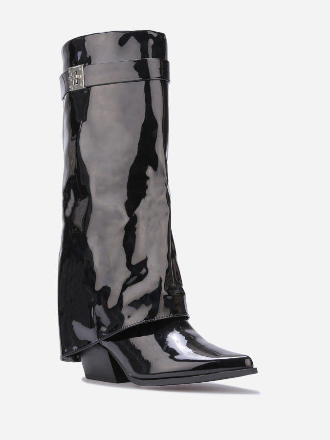 Bottes vernies à revers