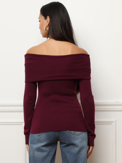 top à col bardot et manches longues