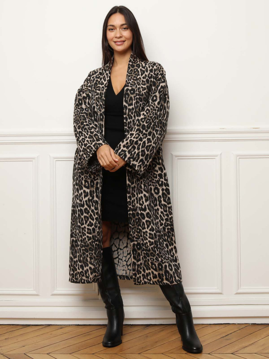 Veste longue fluide à imprimé animal
