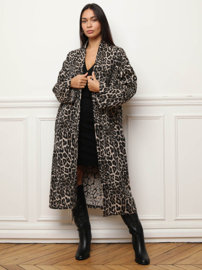 Veste longue fluide à imprimé animal