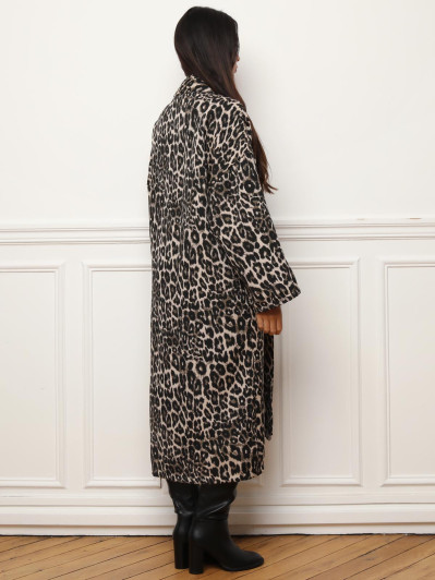 Veste longue fluide à imprimé animal