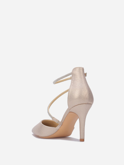 Escarpins métallisés à brides strassées