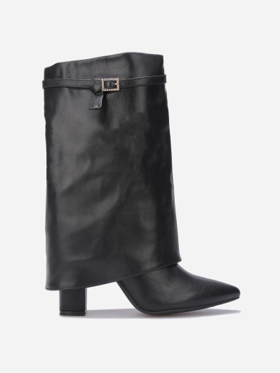 Bottes à revers et boucle strass