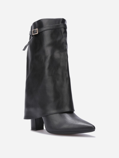 Bottes à revers et boucle strass