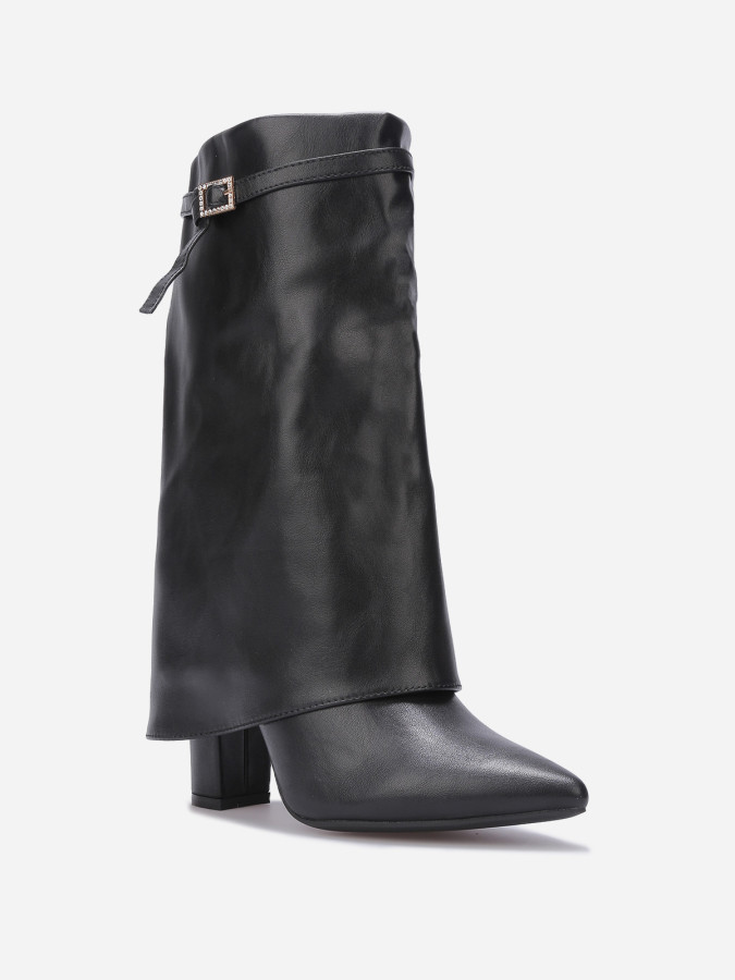 Bottes à revers et boucle strass