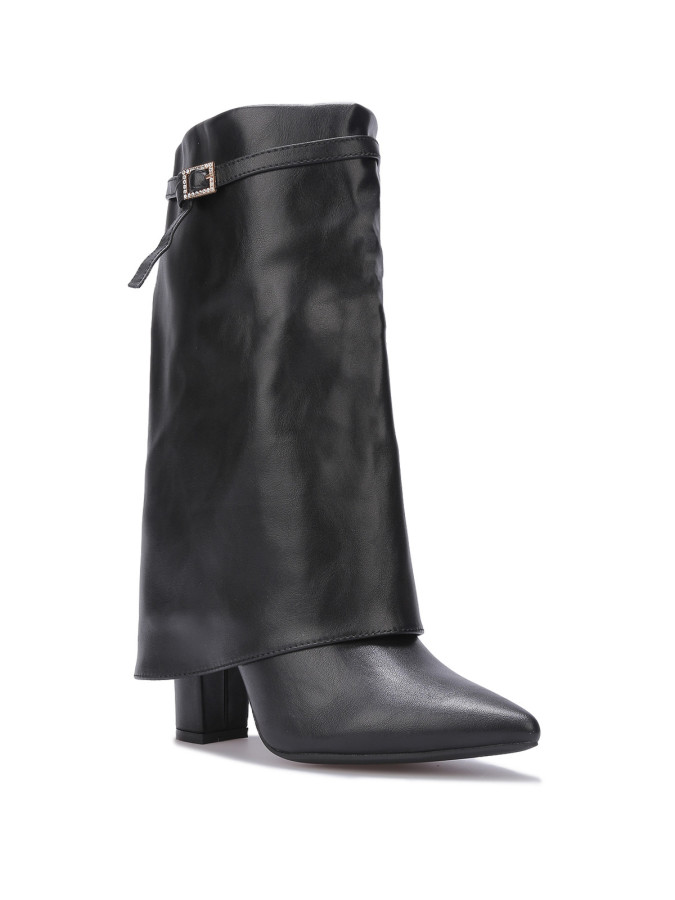 Bottes à revers et boucle strass