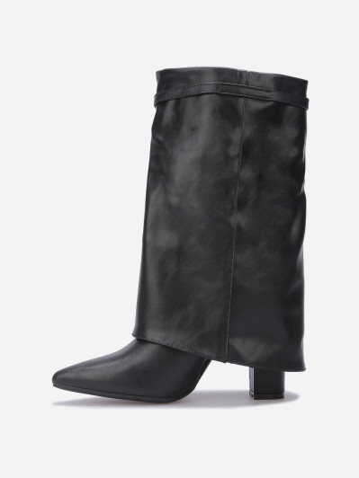 Bottes à revers et boucle strass