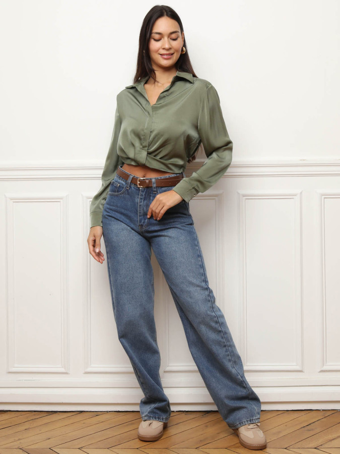 Chemisier court à effet froncé