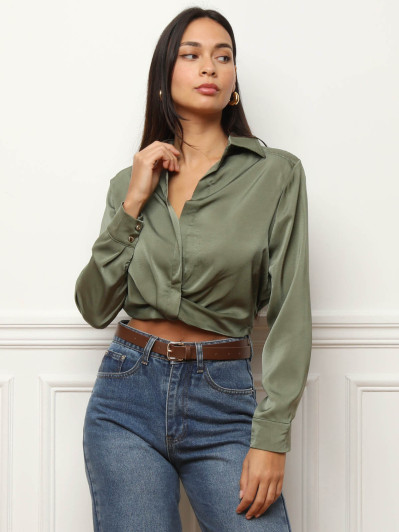 Chemisier court à effet froncé