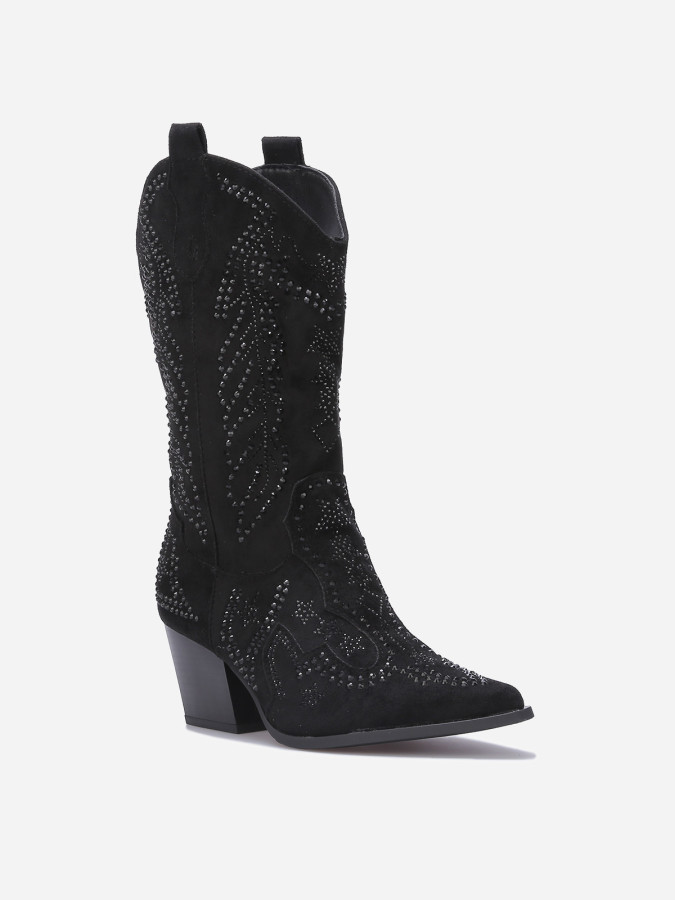 Santiags mi-hautes à strass