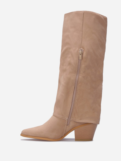 Bottes en suédine à revers