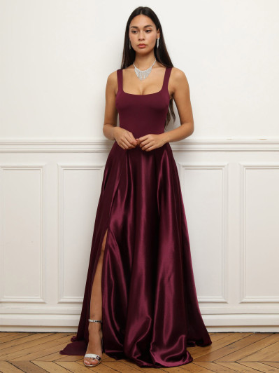 Jupe longue taille haute effet satiné