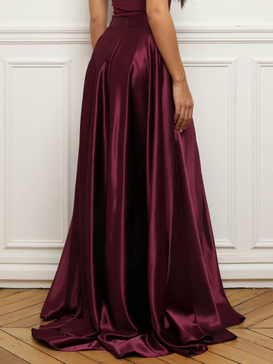 Jupe longue taille haute effet satiné