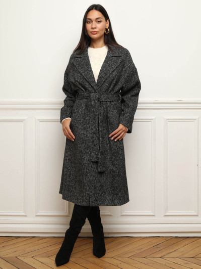 Manteau texturé à nouer