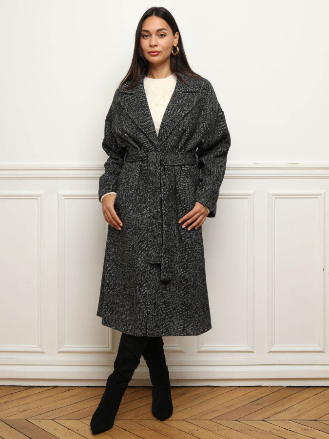 Manteau texturé à nouer