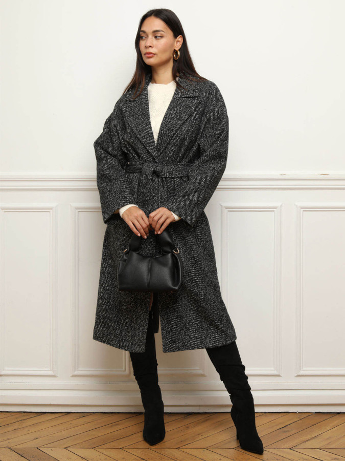 Manteau texturé à nouer