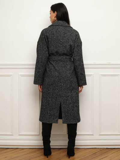 Manteau texturé à nouer