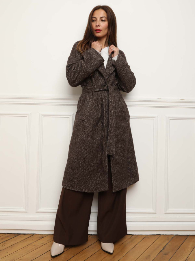 Manteau texturé à nouer