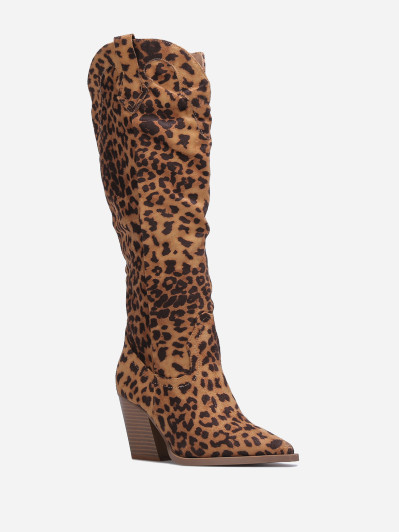 Santiags hautes en suédine et à talon