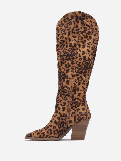 Santiags hautes en suédine et à talon