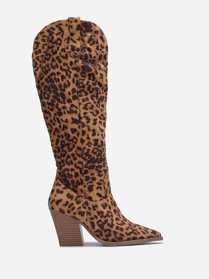 Santiags hautes en suédine et à talon