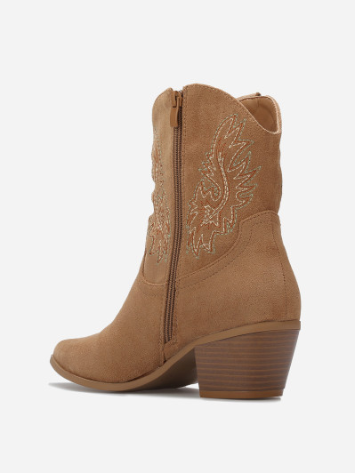 Santiags en suédine à surpiqûres