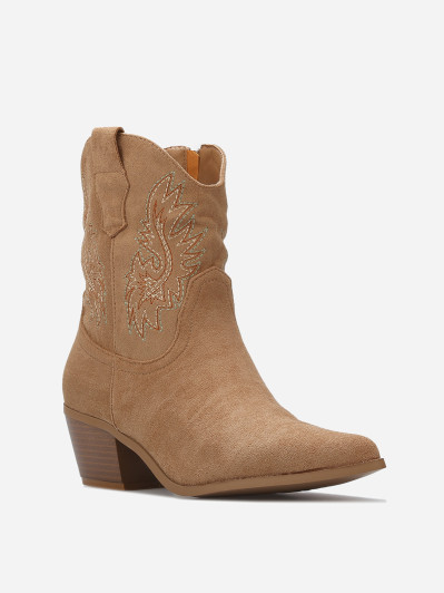 Santiags en suédine à surpiqûres