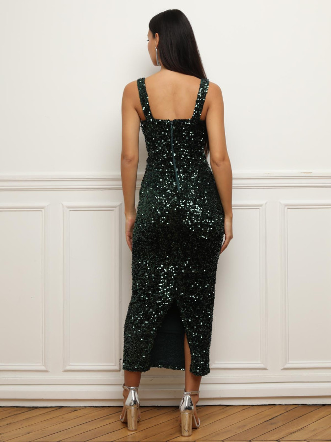 Robe moulante en velours avec sequins