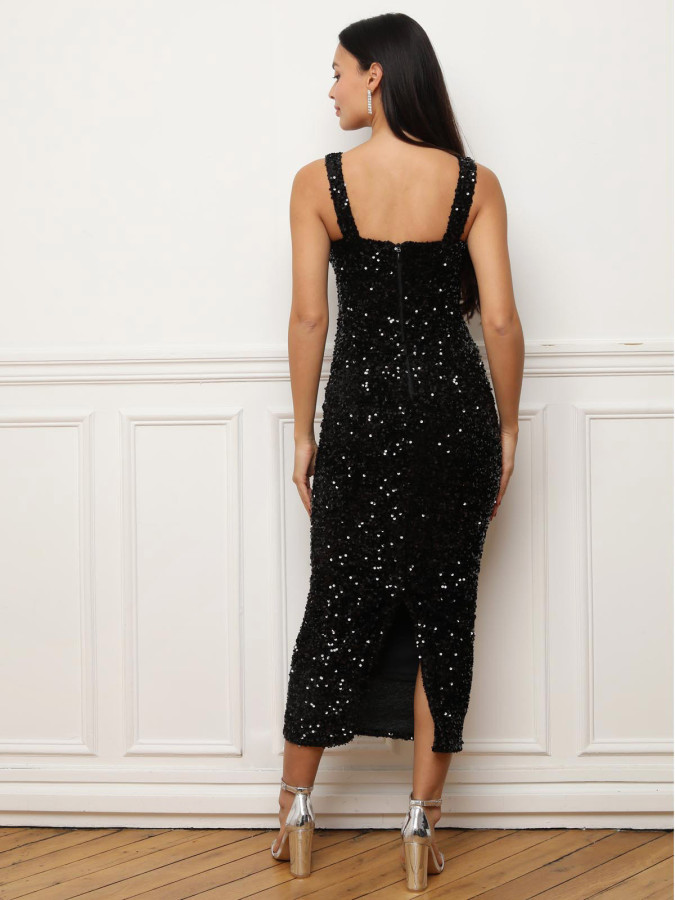 Robe moulante en velours à sequins