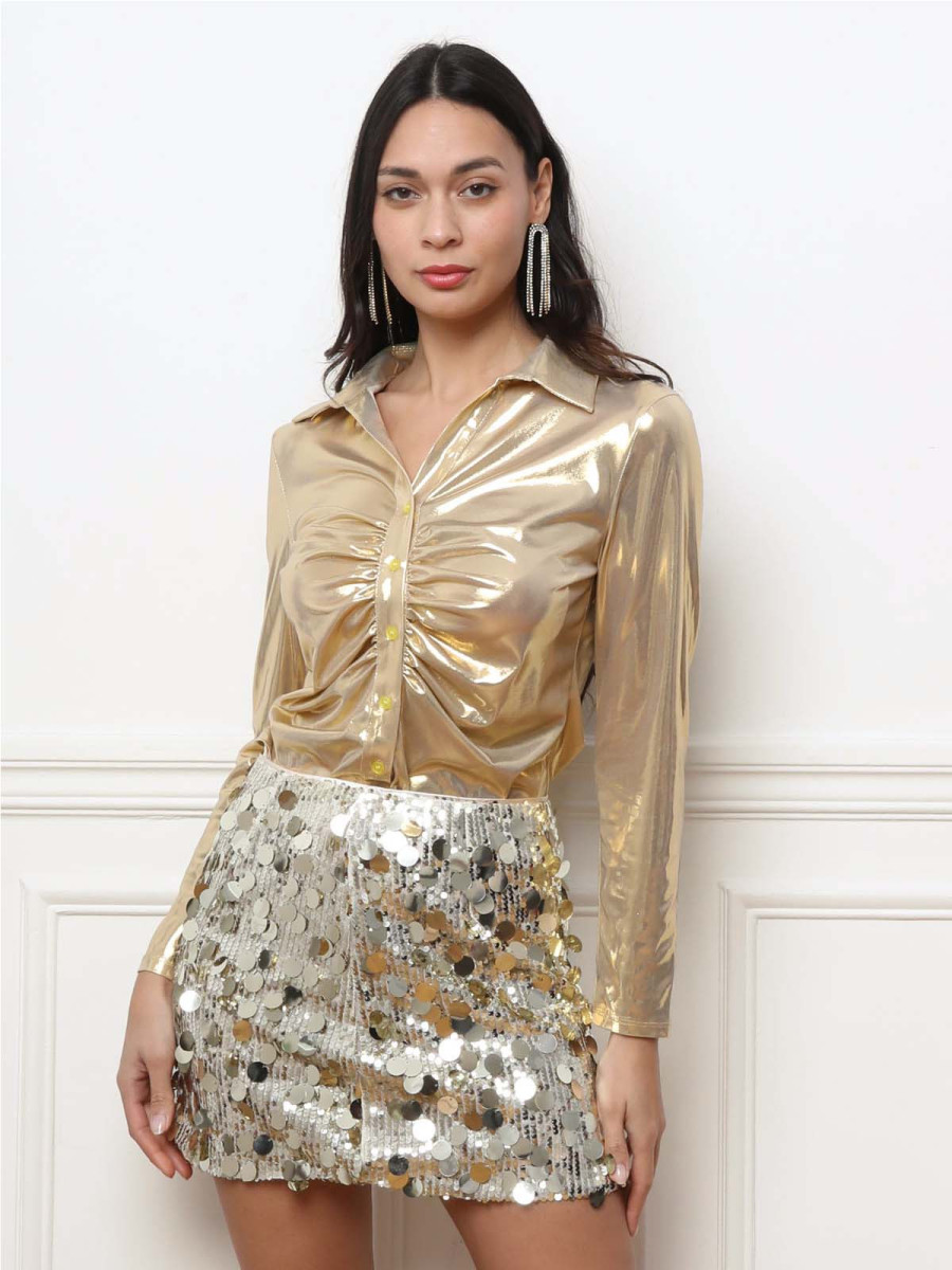 Chemise métallisée et froncée