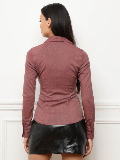 Chemise bordeaux cintrée à rayures