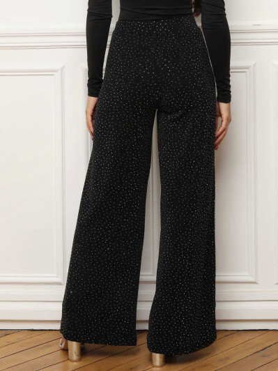 Pantalon ample noir à strass
