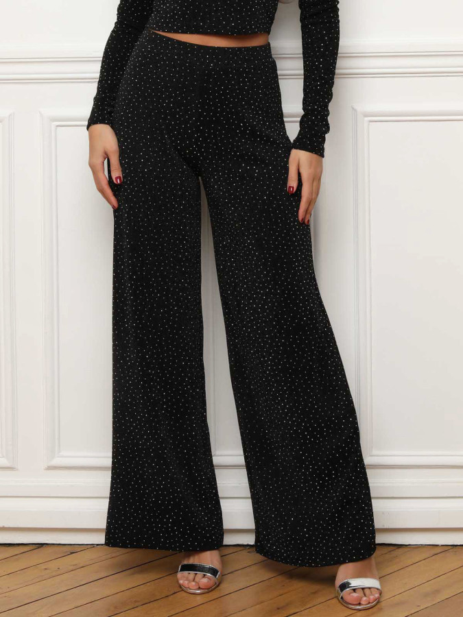 Pantalon ample noir à strass