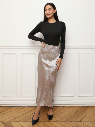 Jupe longue en lamé irisé