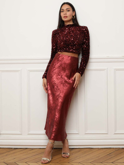 Jupe longue en lamé irisé