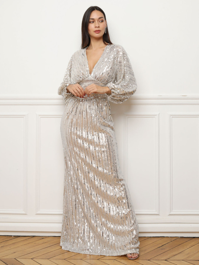 robe sequin beige