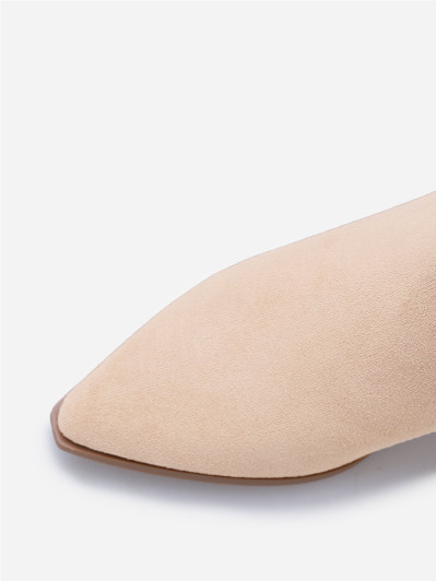 Santiags en suédine beige à motifs surpiqués