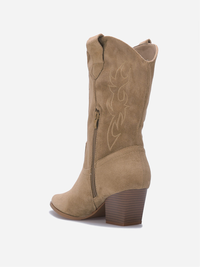 Santiags en suédine à motifs surpiqués