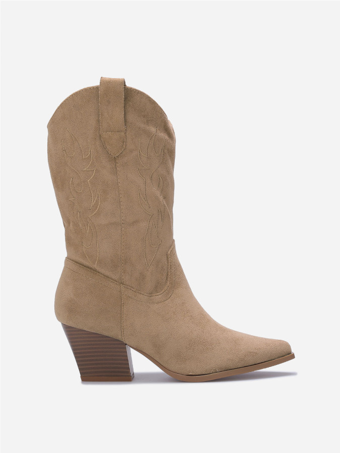 Santiags en suédine à motifs surpiqués