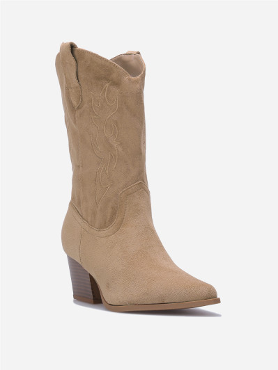 Santiags en suédine à motifs surpiqués