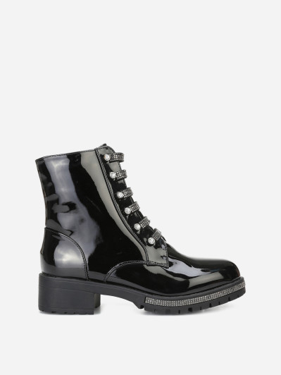 Rangers vernies noires à strass