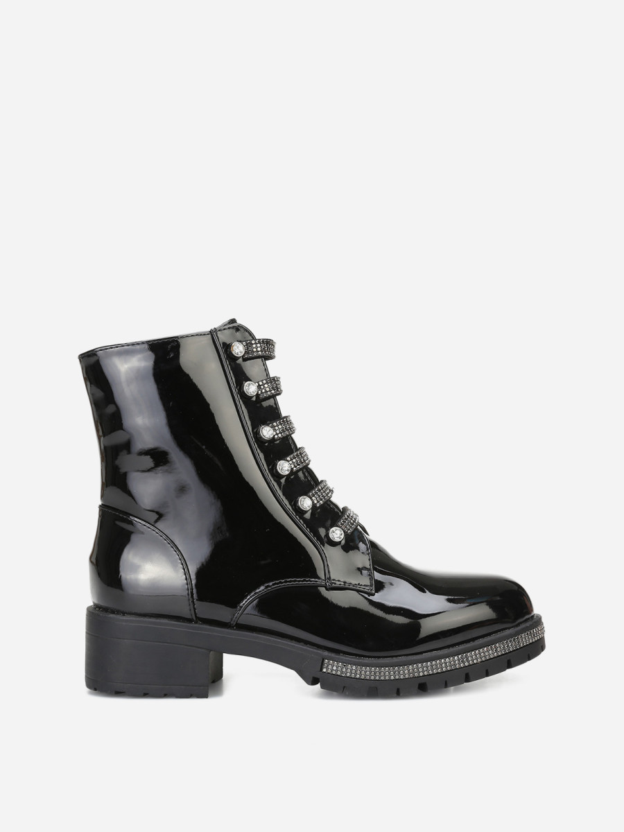 Rangers vernies noires à strass