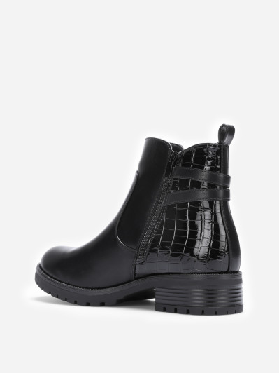 Bottines noires bi-matières à zip